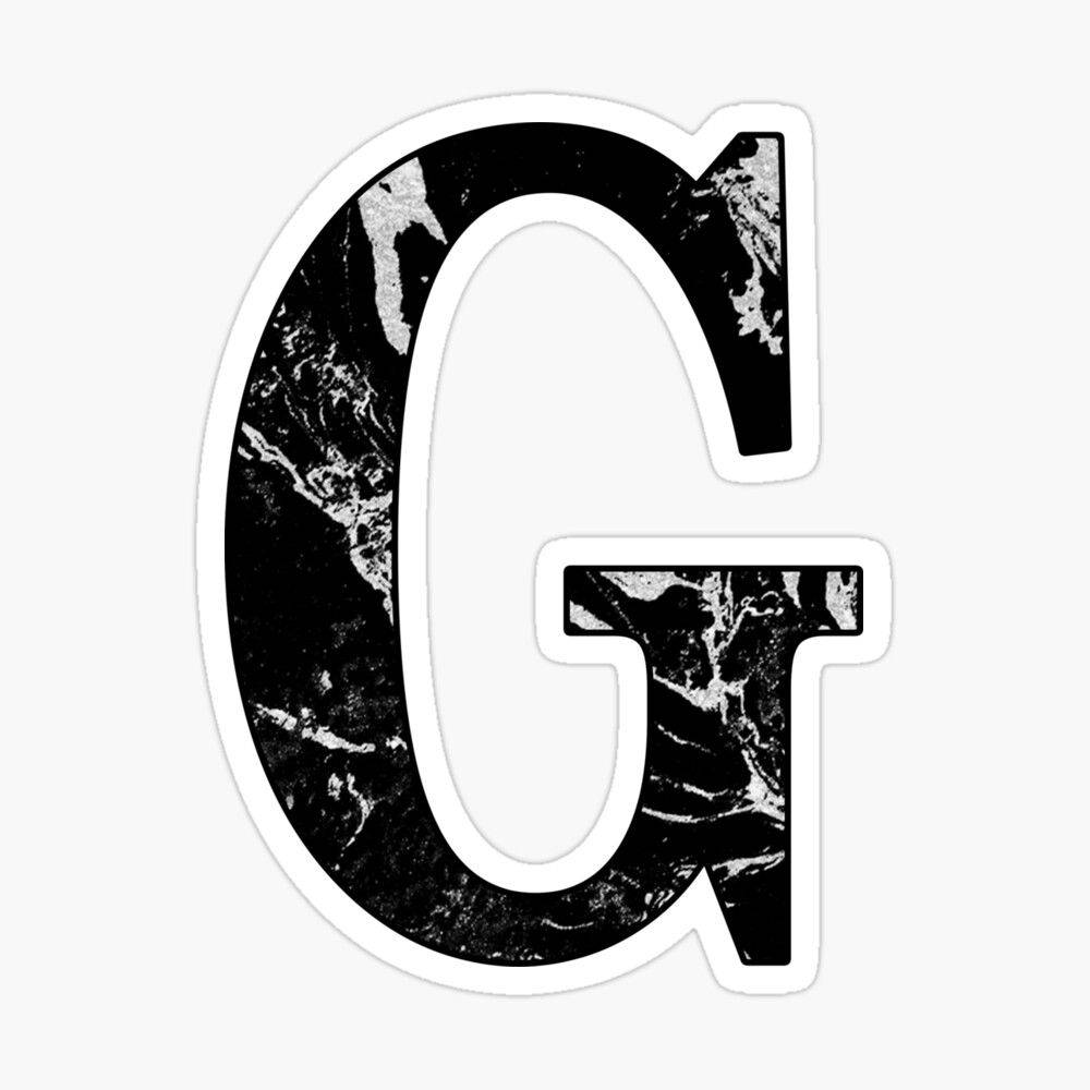 g 桌布 壁紙 — 一個大膽的黑色字母G，帶有白色大理石紋理和白色輪廓，背景為純色。