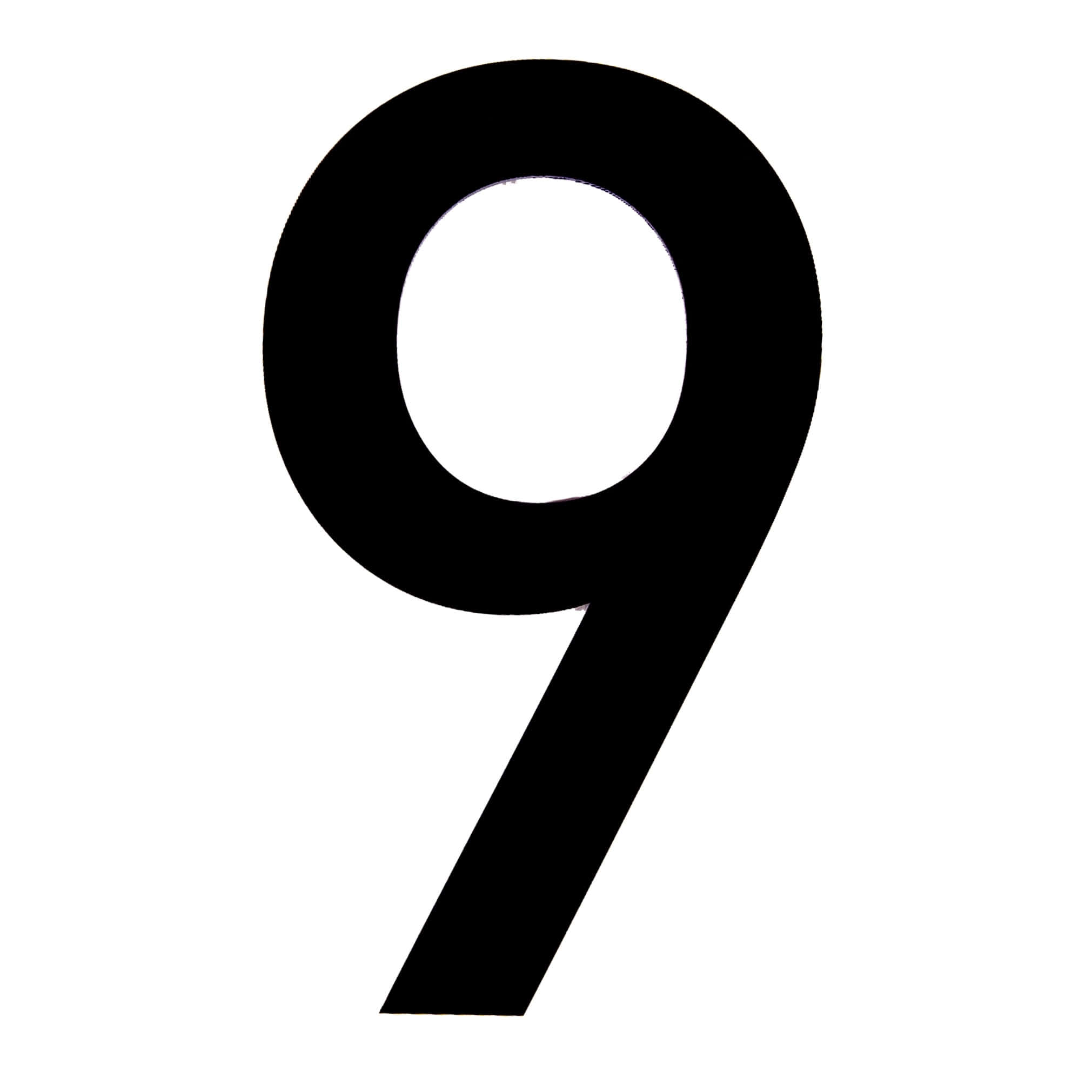Black And White Number 桌布 壁紙 — 一個大膽的黑色數字九居中於純白背景上，線條簡潔極簡。