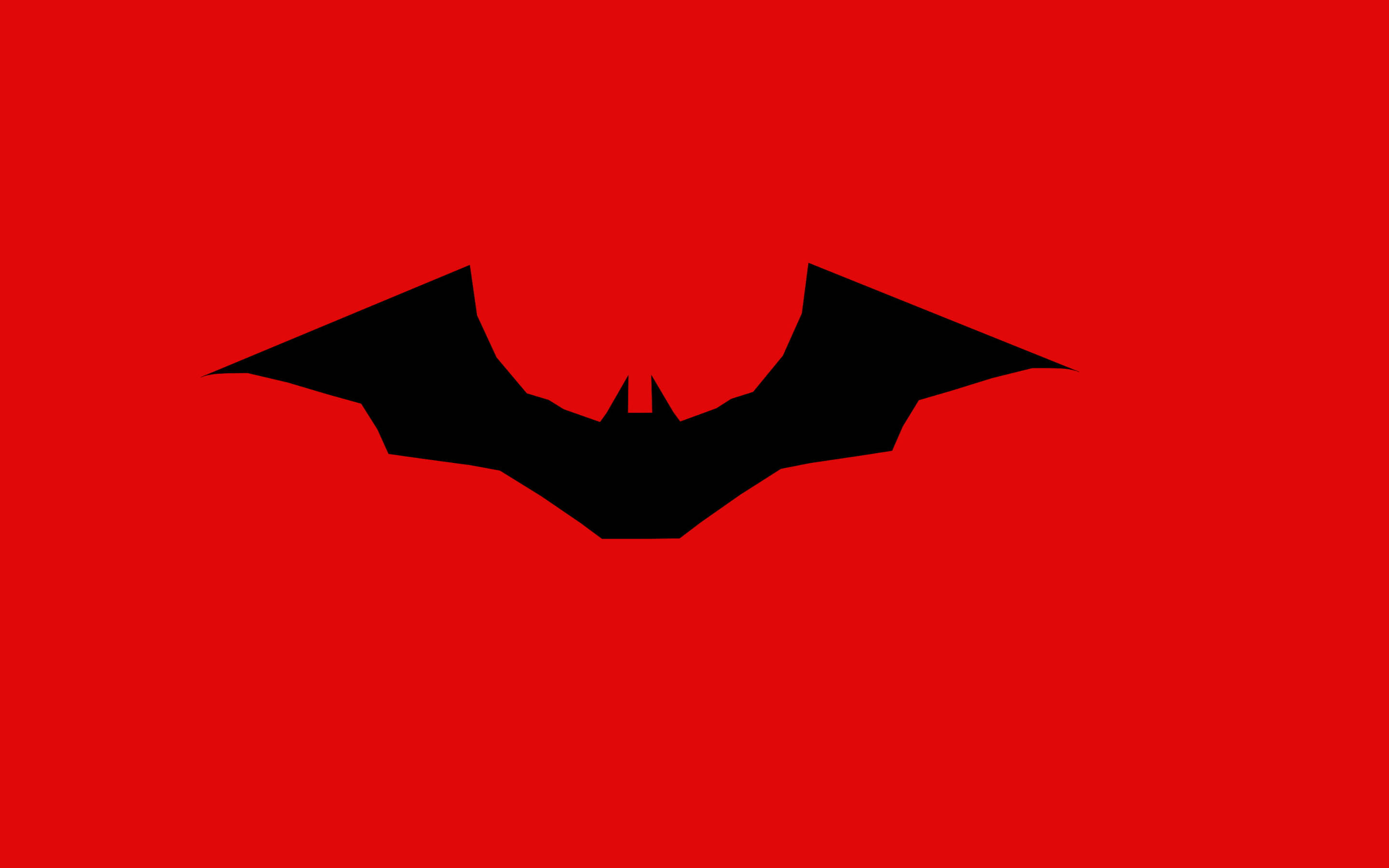 The Batman 桌布 壁紙 — 一個大膽的黑色蝙蝠符號，居中在鮮豔的紅色背景上。