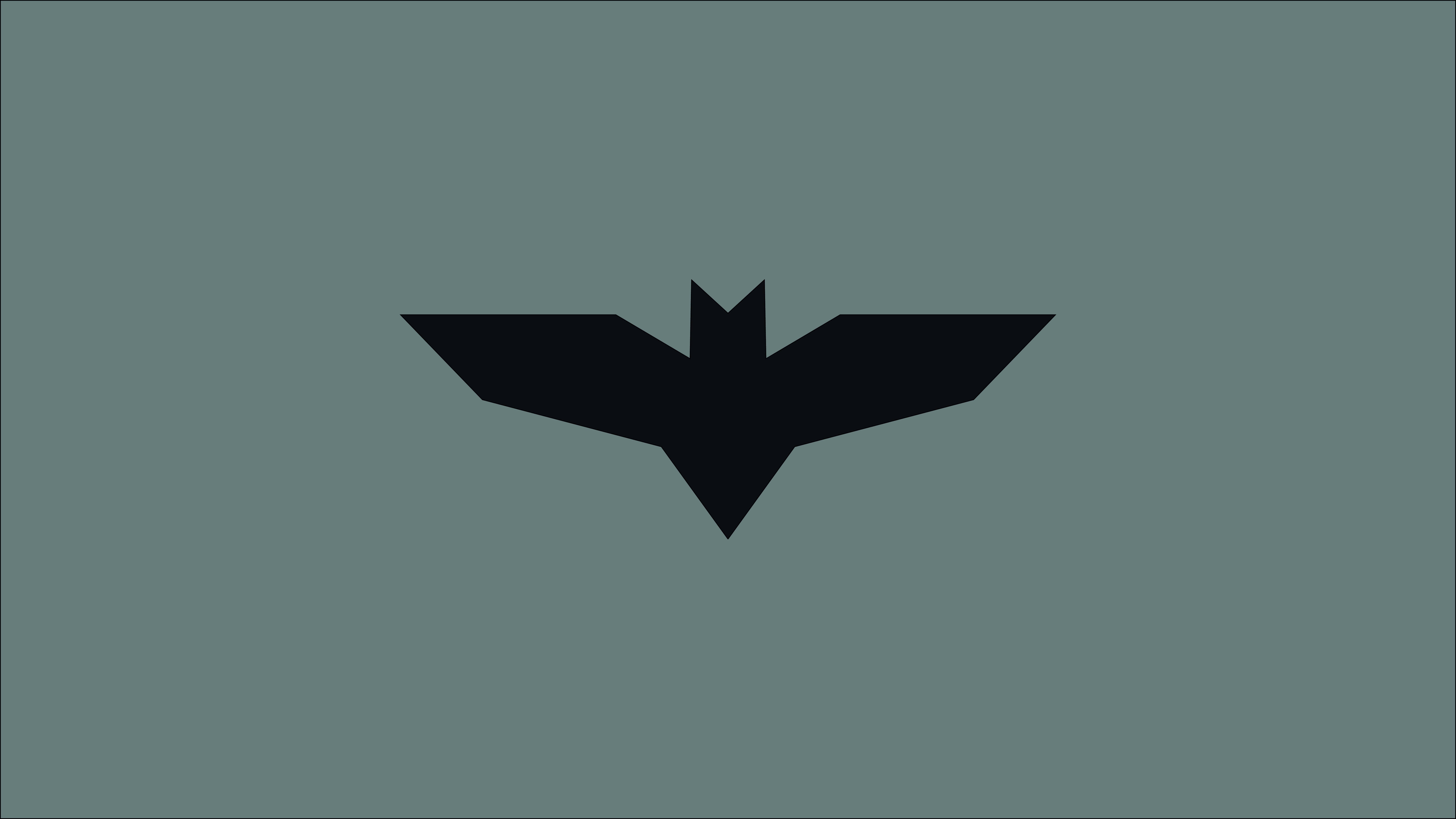Dc Comics Batman 桌布 壁紙 — 一個大膽的黑色蝙蝠符號居中放置在柔和的青綠色背景上，線條簡潔極簡。