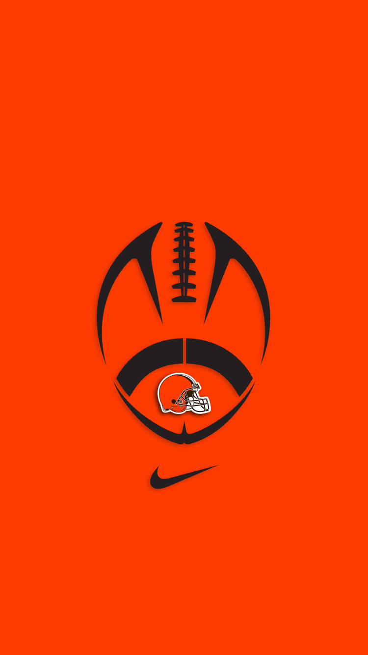Nike iPhone 桌布 壁紙 — 一個大膽的黑色足球標誌，頭盔和Nike勾號居中在充滿活力的橙色背景上。