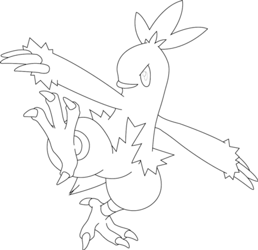 Kick 桌布 壁紙 — 一個大膽的黑色輪廓，描繪了寶可夢 Zangoose 在純白背景上的動態姿勢。