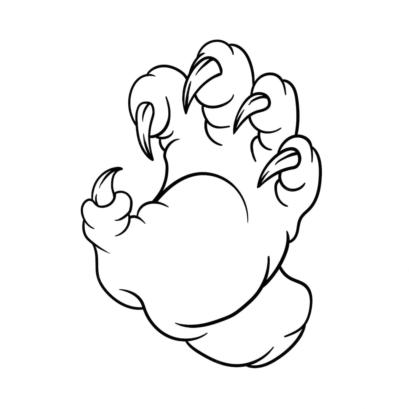 Panther Claws 桌布 壁紙 — 一個大膽的黑色輪廓插圖，描繪了一個風格化的動物爪子，帶有鋒利的爪子，背景是純白色。