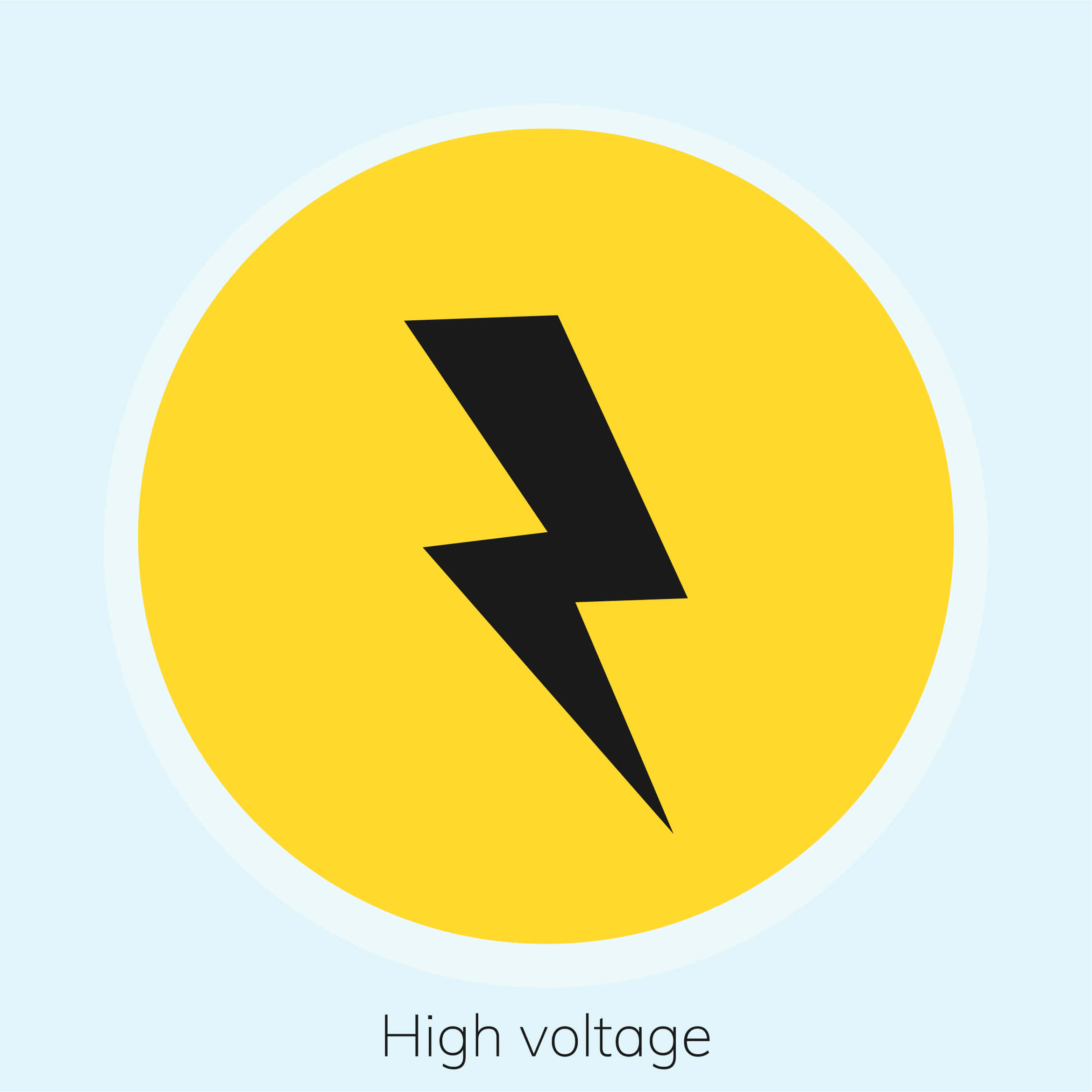Thunderbolt 桌布 壁紙 — 一個大膽的黑色閃電圖示，位於亮黃色圓圈中央，背景為淡藍色。