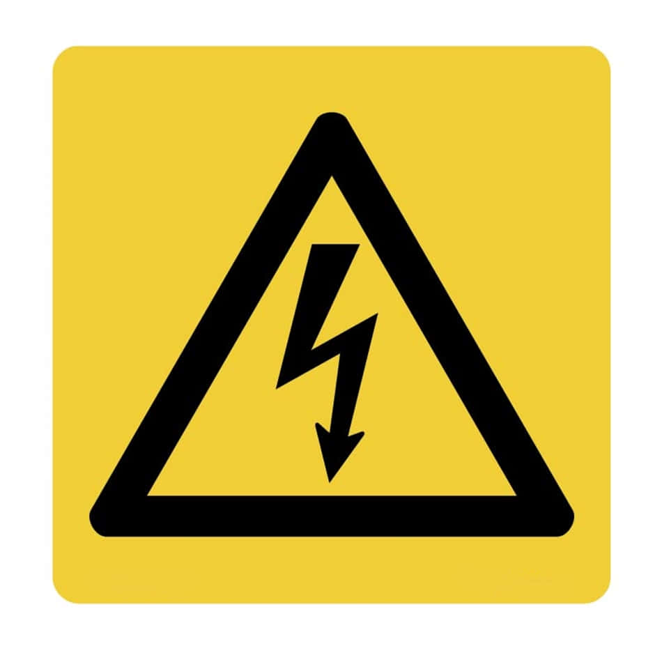 Warning Sign 桌布 壁紙 — 一個大膽的黑色閃電在一個三角形內，位於亮黃色的安全警告標誌上。