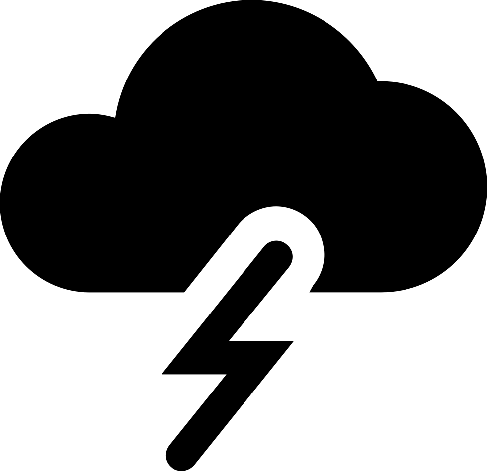 Thunderstorm 桌布 壁紙 — 一個大膽的黑色雲朵圖標，帶有白色閃電向下劈向純白色背景。