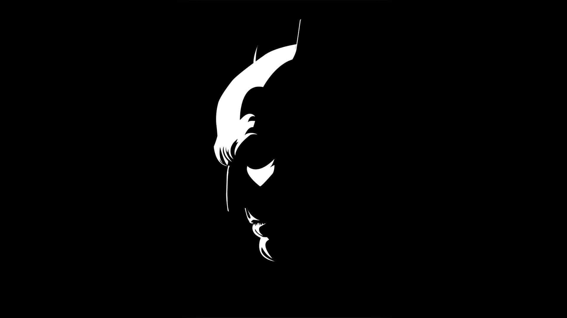 Batman Black And White 桌布 壁紙 — 一個女性側臉的鮮明白色剪影，襯托在純黑色背景上。