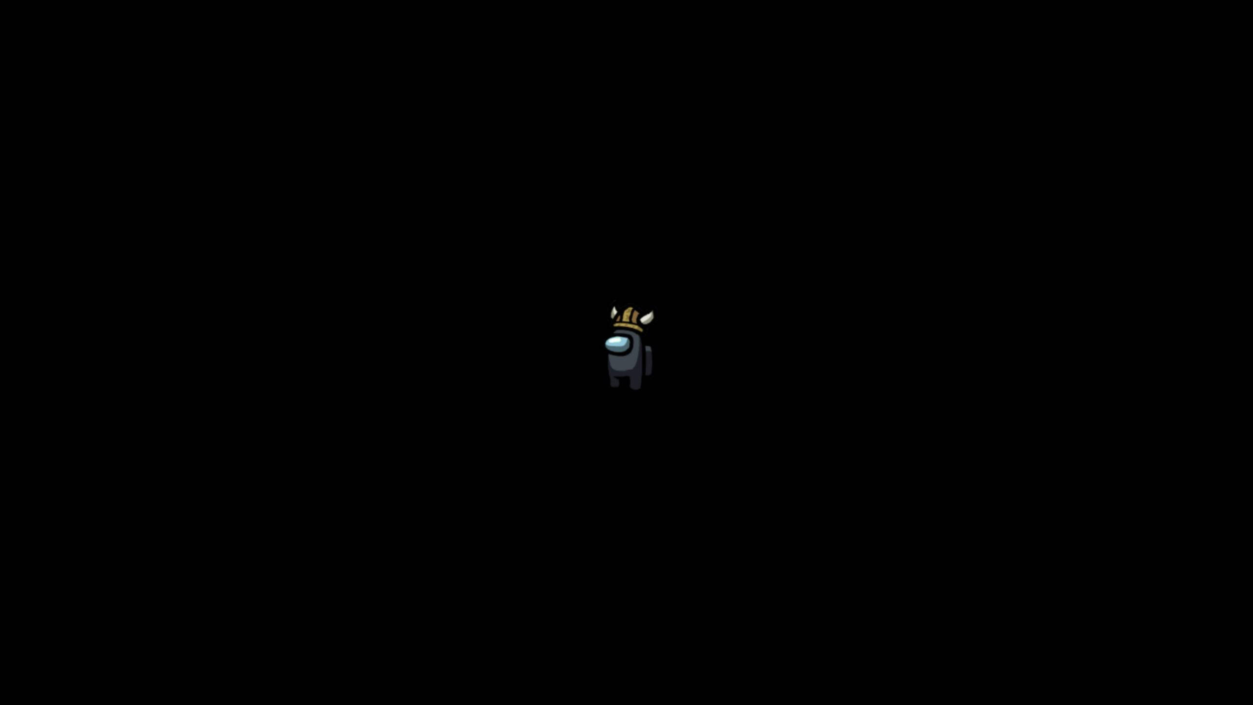 game 桌布 壁紙 — 一個孤獨的像素角色，戴著金色皇冠和藍色面罩，站在純黑色背景中央。