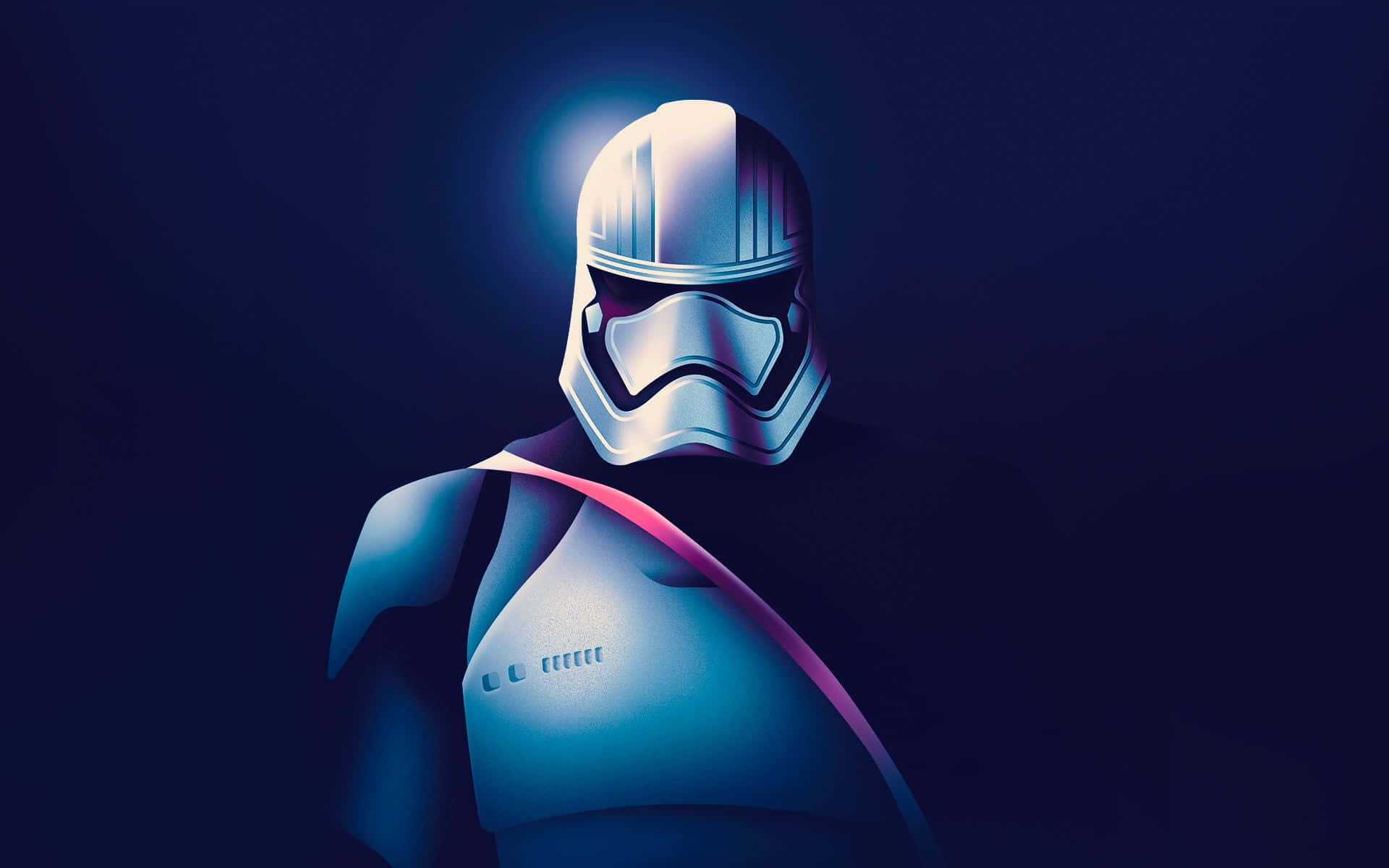 Captain Phasma 桌布 壁紙 — 一個孤獨的第一軍團風暴兵站在陰影藍光中，盔甲上有發光的粉紅色點綴。