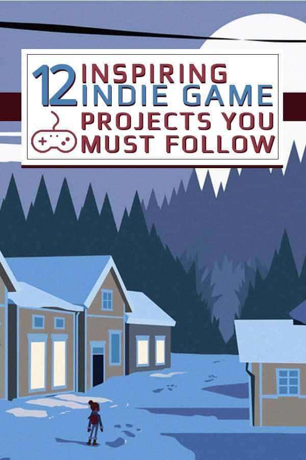 Game Development 桌布 壁紙 — 一個孤獨的身影在黃昏時分走過一個積雪覆蓋的村莊，窗戶發光，松樹在月光下。