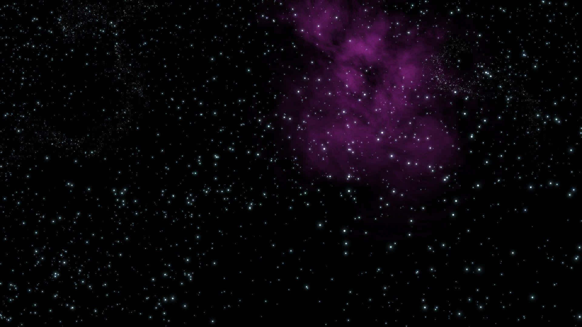 Hipster Tumblr 桌布 壁紙 — 一個宇宙場景，呈現出在深邃黑色虛空中，無數閃爍星星之間發光的鮮豔紫色星雲。