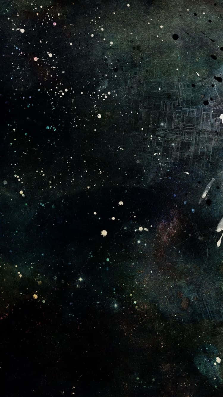 Creative iPhone 桌布 壁紙 — 一個宇宙廣闊空間，散佈著星星和星雲，背景是帶有抽象筆觸圖案的紋理深色背景。
