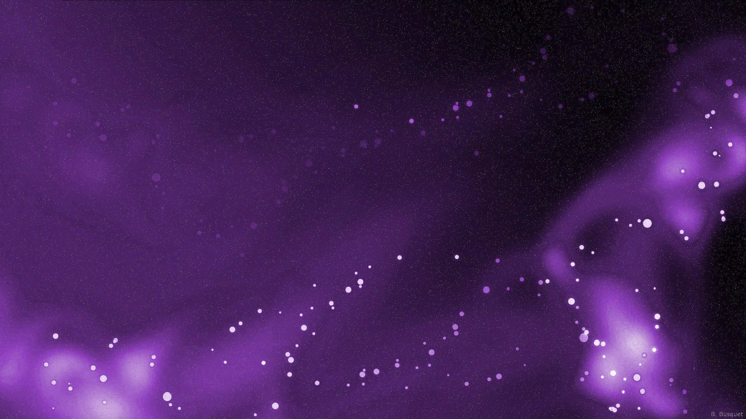 Purple Aesthetic Phone 桌布 壁紙 — 一個宇宙星雲在深紫色色調中旋轉，發光的白色星星散落在黑暗的虛空中。