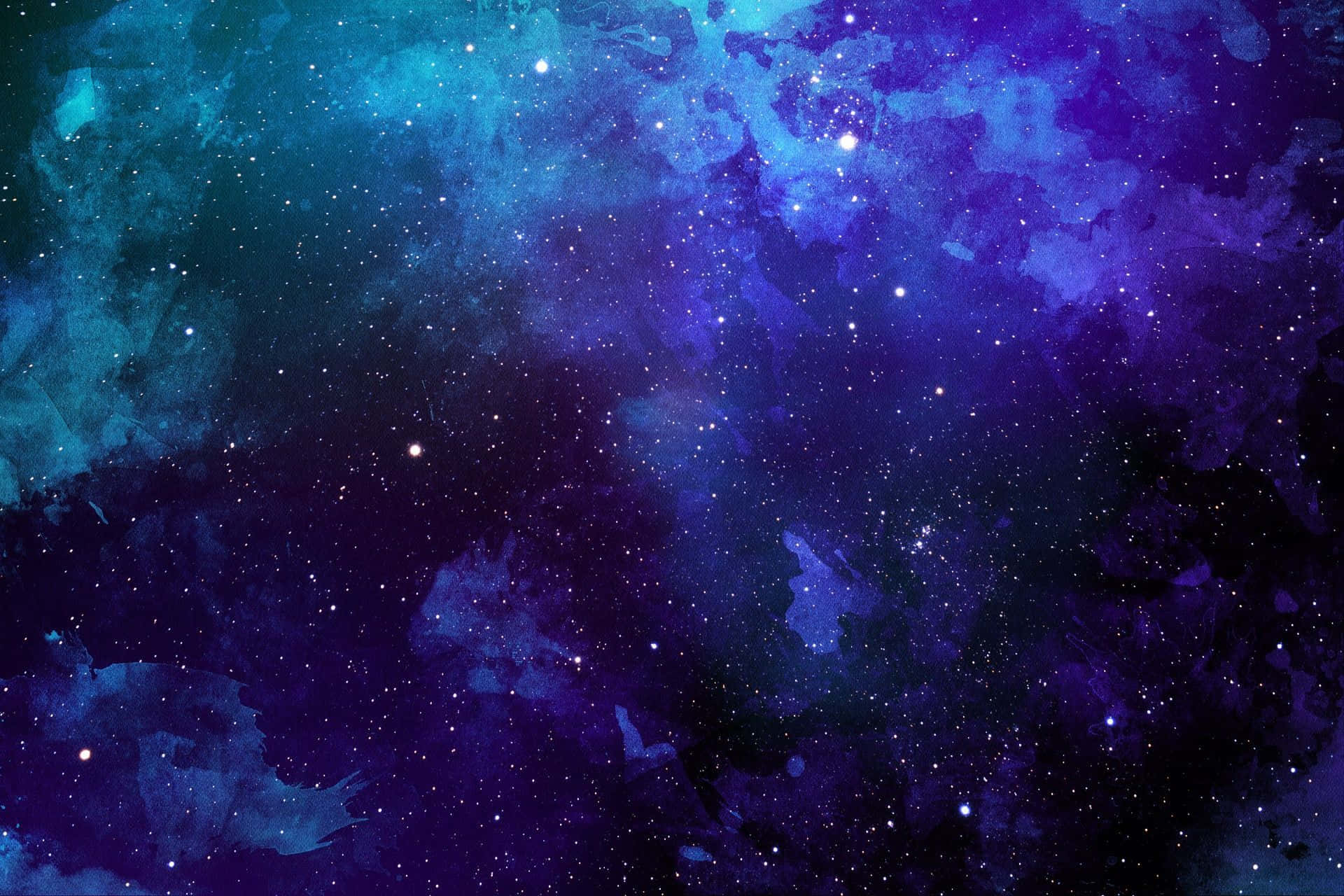 美感電腦 桌布 壁紙 — 一個宇宙星雲在深藍色和紫色中旋轉，點綴著閃爍的星星，背景是黑暗的虛空。