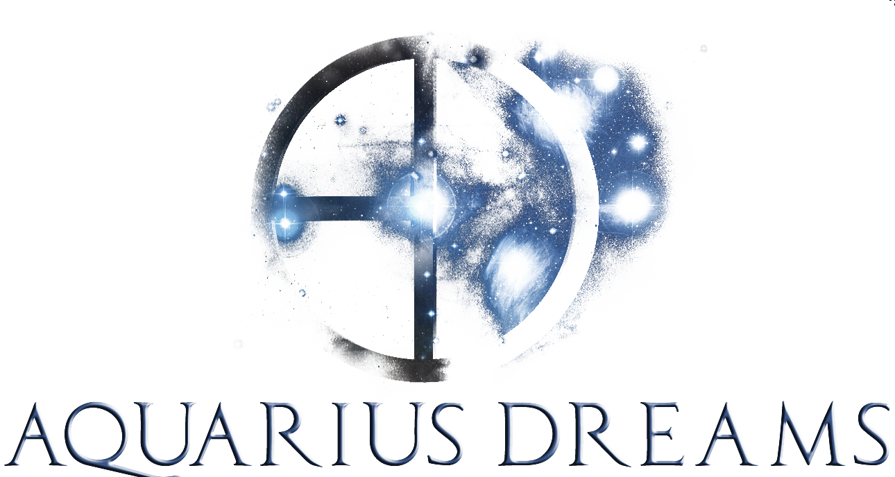 aquarius 桌布 壁紙 — 一個宇宙標誌，圓形十字準線框住星雲和星星，背景為白色。