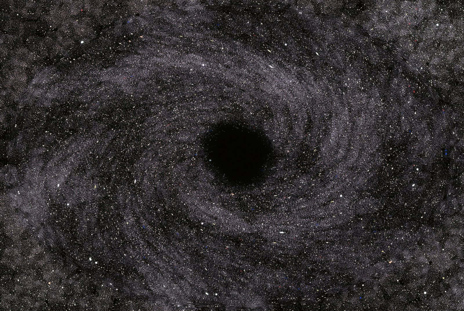 Black Hole Hubble Telescope 桌布 壁紙 — 一個宇宙黑洞，在深空漩渦中旋轉著暗物質和恆星。