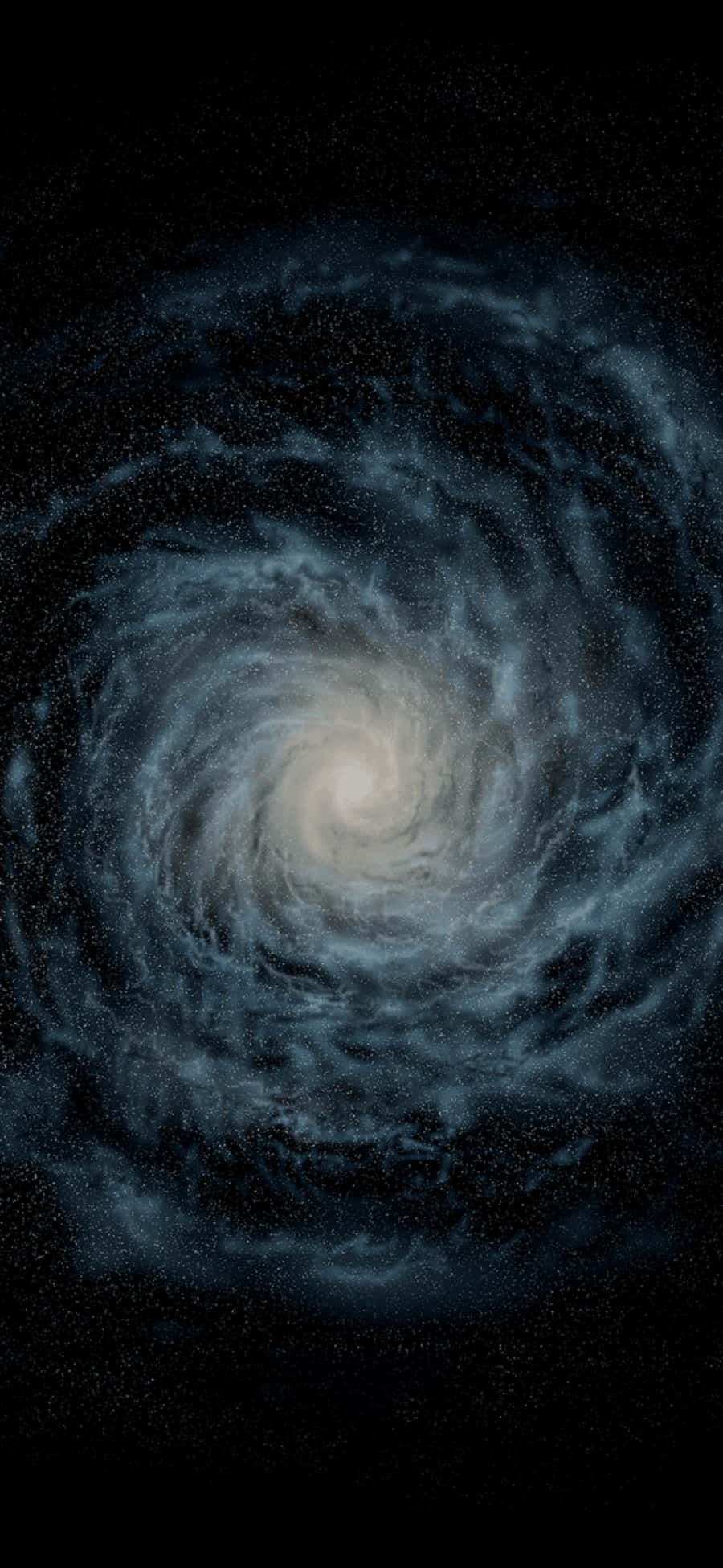 銀河 桌布 壁紙 — 一個宏偉的螺旋星系在佈滿星星的黑色虛空中旋轉，發出藍色和白色的光芒。