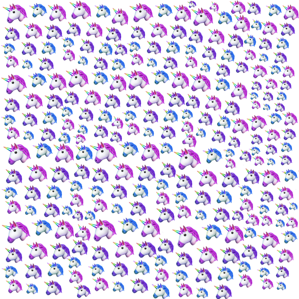 Background For Picsart 桌布 壁紙 — 一個密集的網格，由色彩繽紛的獨角獸頭部組成，帶有彩虹角，背景為黑色。