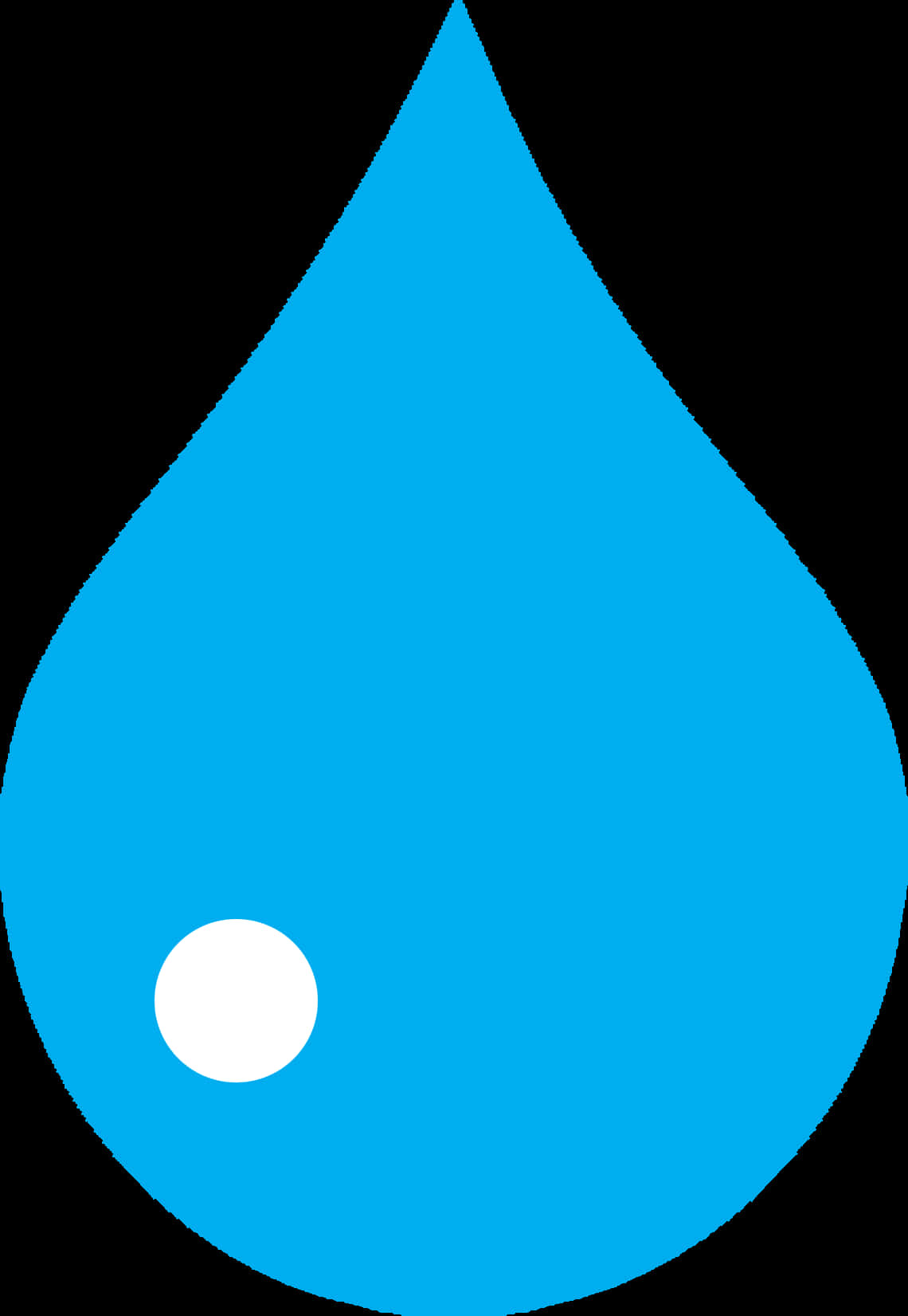 Water Droplet 桌布 壁紙 — 一個實心藍色水滴圖標，內部有一個小白圓圈，置於黑色背景上。
