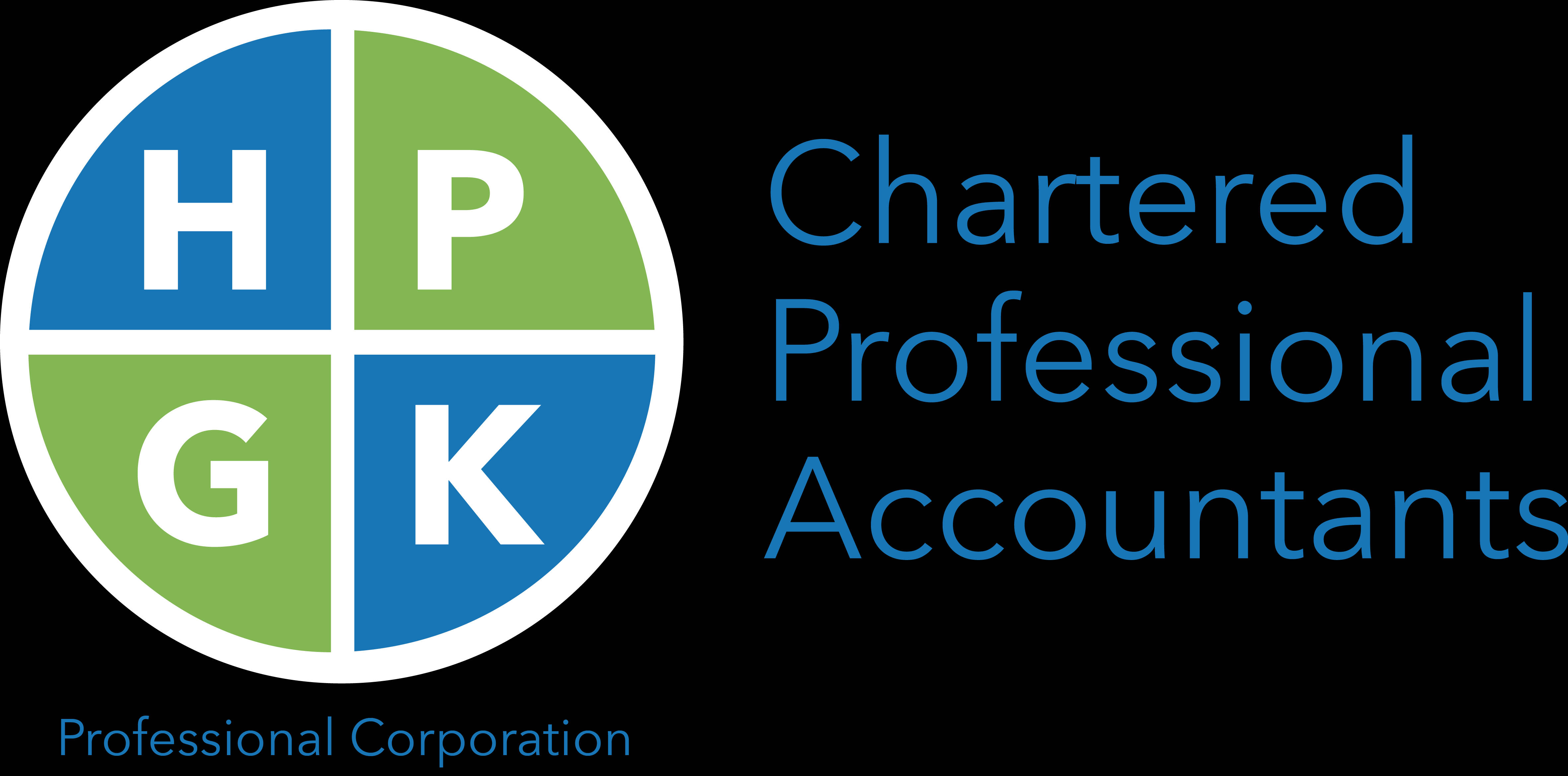 Chartered Accountant 桌布 壁紙 — 一個專業標誌，圓形徽章分為藍色和綠色象限，顯示 H P G K，並在黑色背景上附有 Chartered Professional Accountants 文字。
