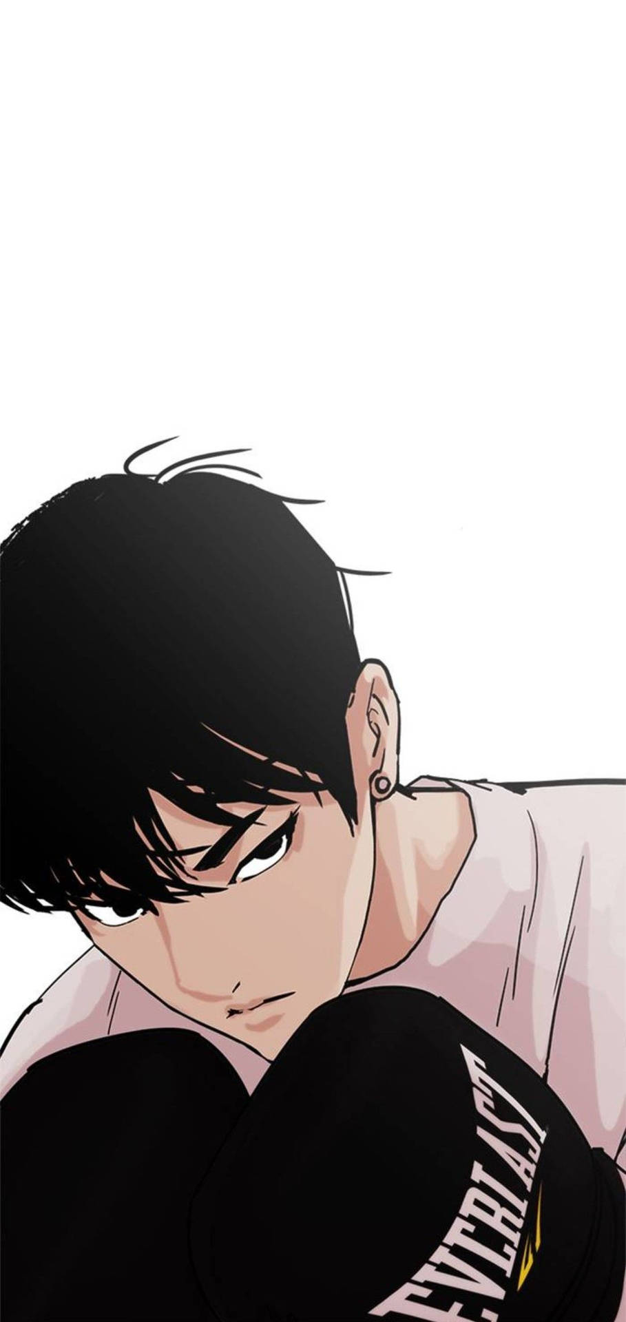 動畫男性拳擊手戴黑色Everlast手套，眼神凌厲，背景白色。 — 看臉時代 GIF 壁紙