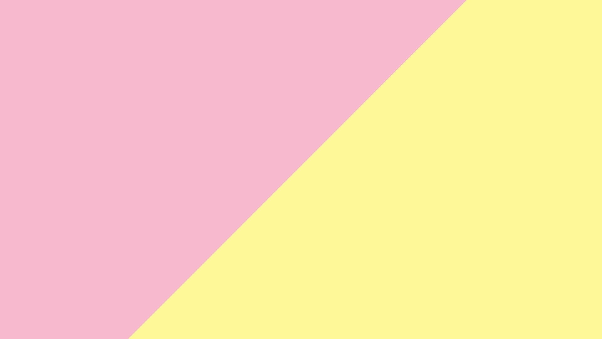 Pink And Yellow 桌布 壁紙 — 一個對角分割成柔和粉紅色和淡黃色幾何半邊的極簡抽象背景。