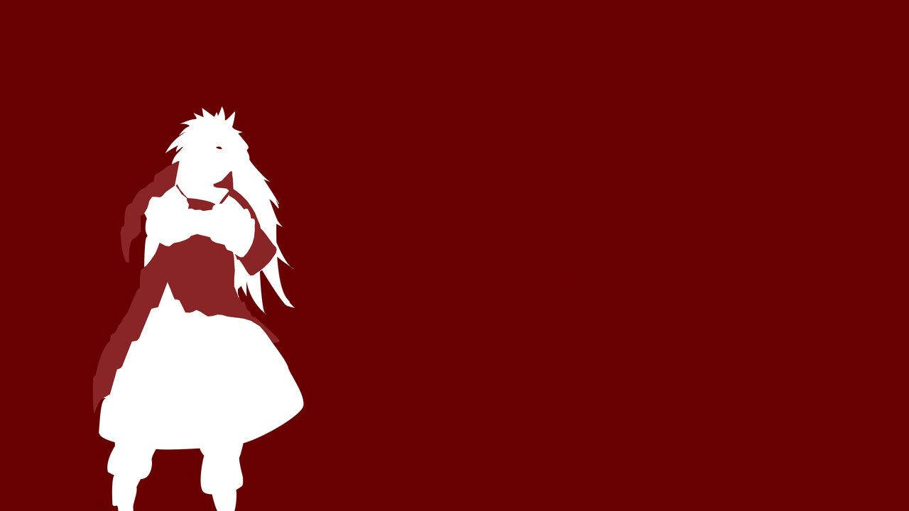 白色動漫女孩剪影，尖髮和連衣裙，紅色背景。 — 斑 GIF 壁紙