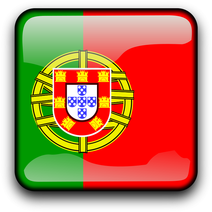 Portugal 桌布 壁紙 — 一個帶光澤的方形按鈕，顯示葡萄牙國旗，有綠色和紅色的垂直條紋及中央的盾徽。