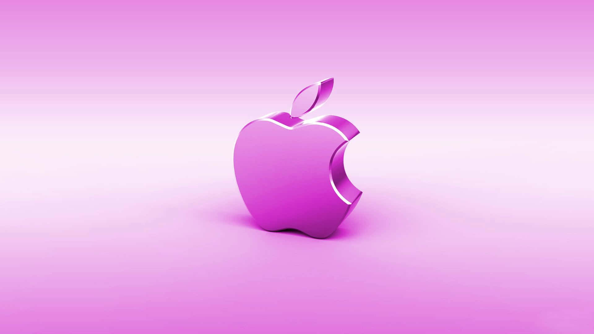 粉紅色 桌布 壁紙 — 一個帶光澤的粉紅色Apple標誌居中放置在柔和的漸變粉紅色背景上，帶有微妙的燈光效果。