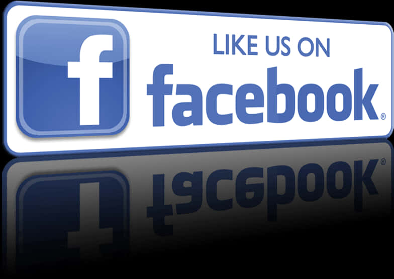 Logo Facebook 桌布 壁紙 — 一個帶有「LIKE US ON」文字的光面Facebook標誌在深色表面上反射。