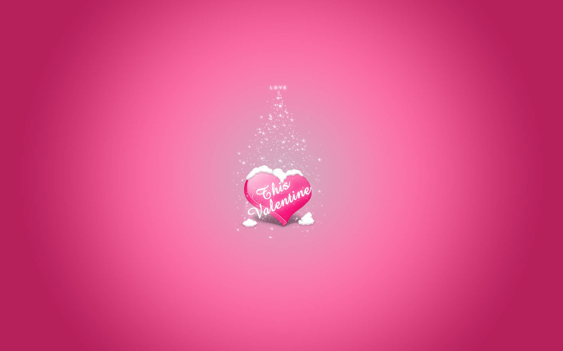 Tumblr 桌面版 桌布 壁紙 — 一個帶有「This Valentine」文字和閃爍粒子的光澤粉紅色心形，漂浮在漸變粉紅色背景上。
