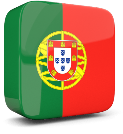 Portugal 桌布 壁紙 — 一個帶有光澤的3D渲染方形圖標，顯示葡萄牙國旗，帶有綠色和紅色的垂直條紋以及國徽。