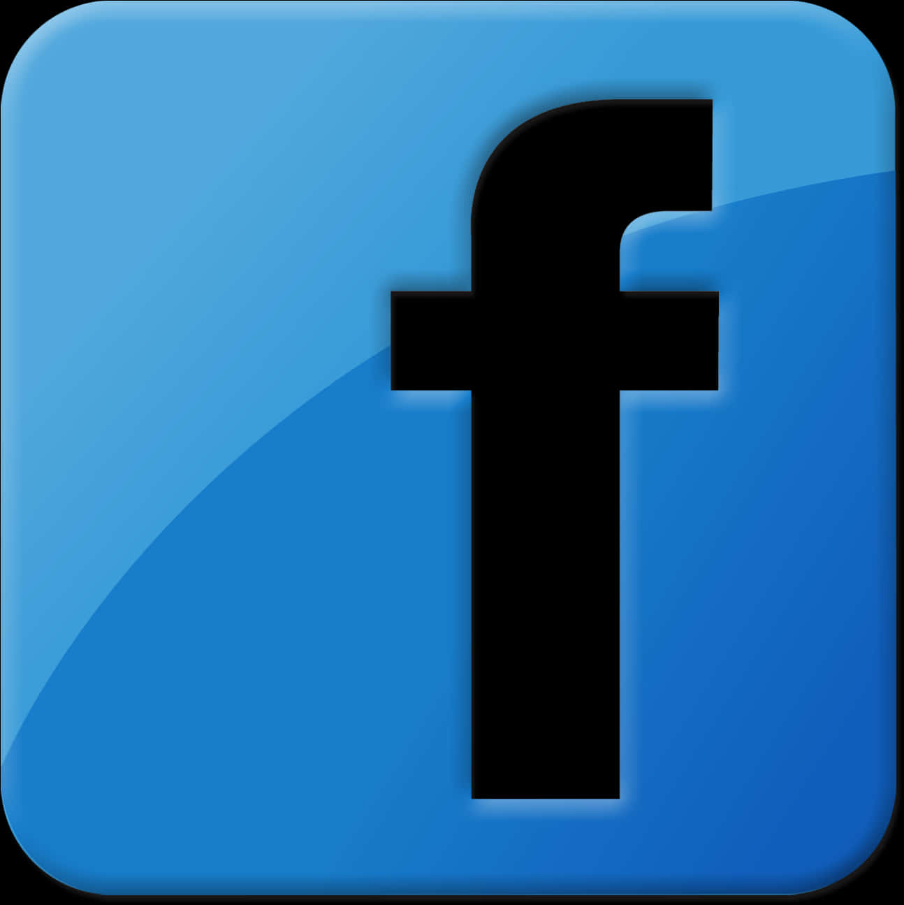 Facebook 桌布 壁紙 — 一個帶有光澤的藍色方形圖示，中心是一個粗體黑色小寫字母f，背景為漸層色。