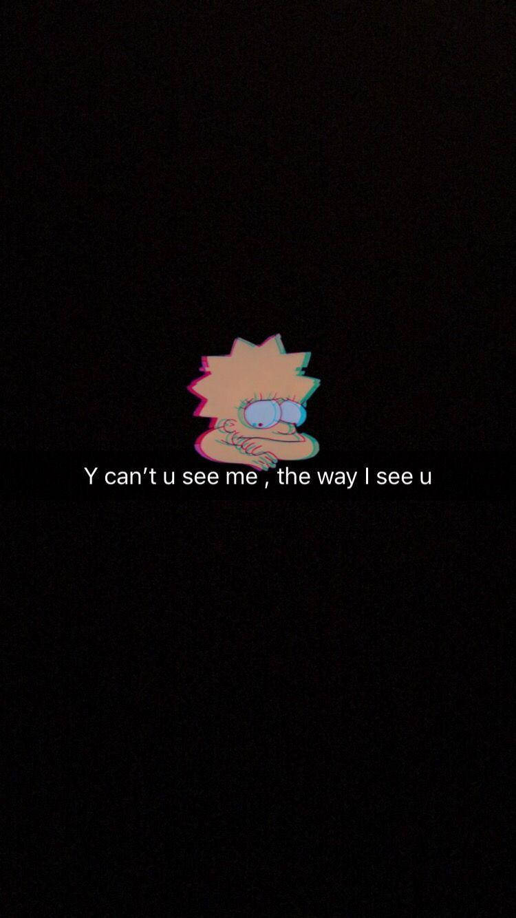Sad Depressing 桌布 壁紙 — 一個帶有刺蝟頭和大眼睛的故障卡通角色，在黑色背景上帶有文字疊加，悲傷地凝視著。