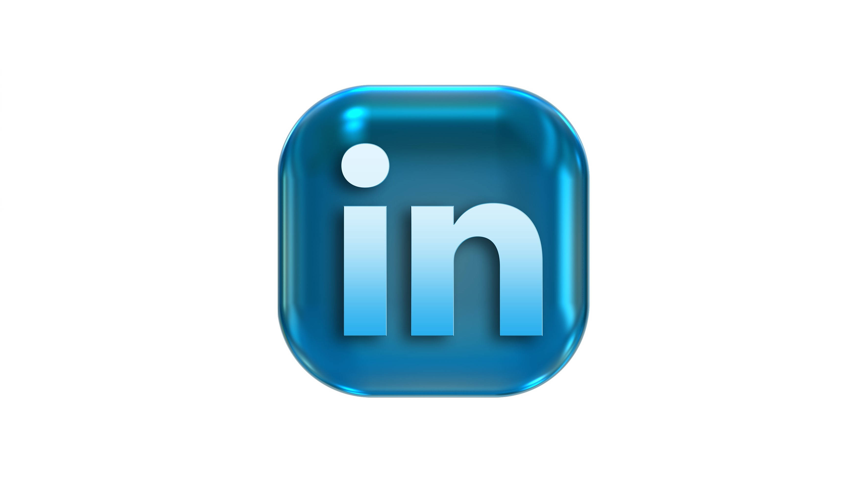 領英 桌布 壁紙 — 一個帶有圓角和漸變陰影的亮面藍色LinkedIn應用程式圖標，背景為白色。