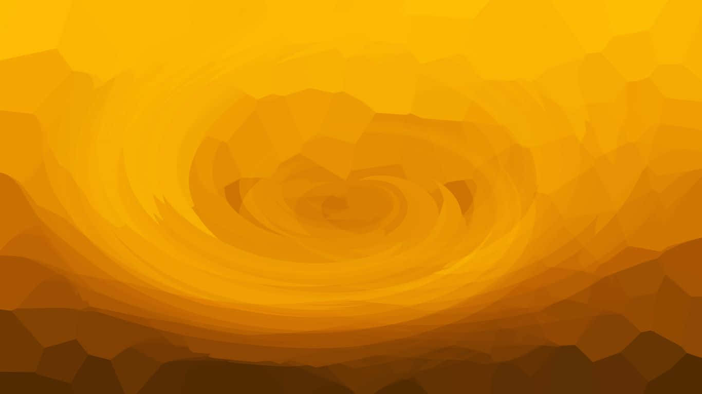 Yellow Painting 桌布 壁紙 — 一個帶有幾何切面的催眠漩渦，呈現溫暖的金色和琥珀色調。