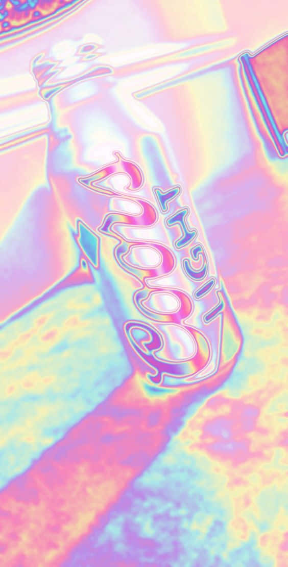 Beer Bottle 桌布 壁紙 — 一個帶有彩虹色反射和發光霓虹色彩的全息汽水瓶。