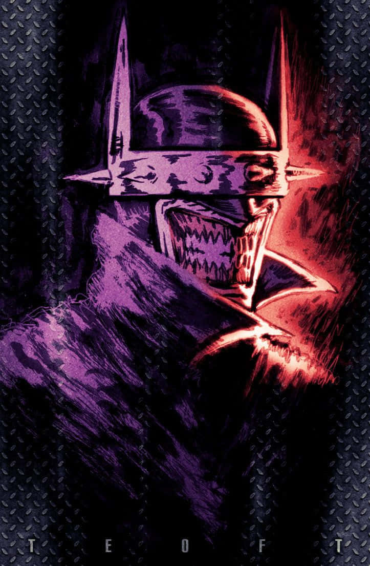 The Batman Who Laughs 桌布 壁紙 — 一個帶有怪異露齒笑容和發光紅眼的威脅性蝙蝠俠，背景為深色紋理。