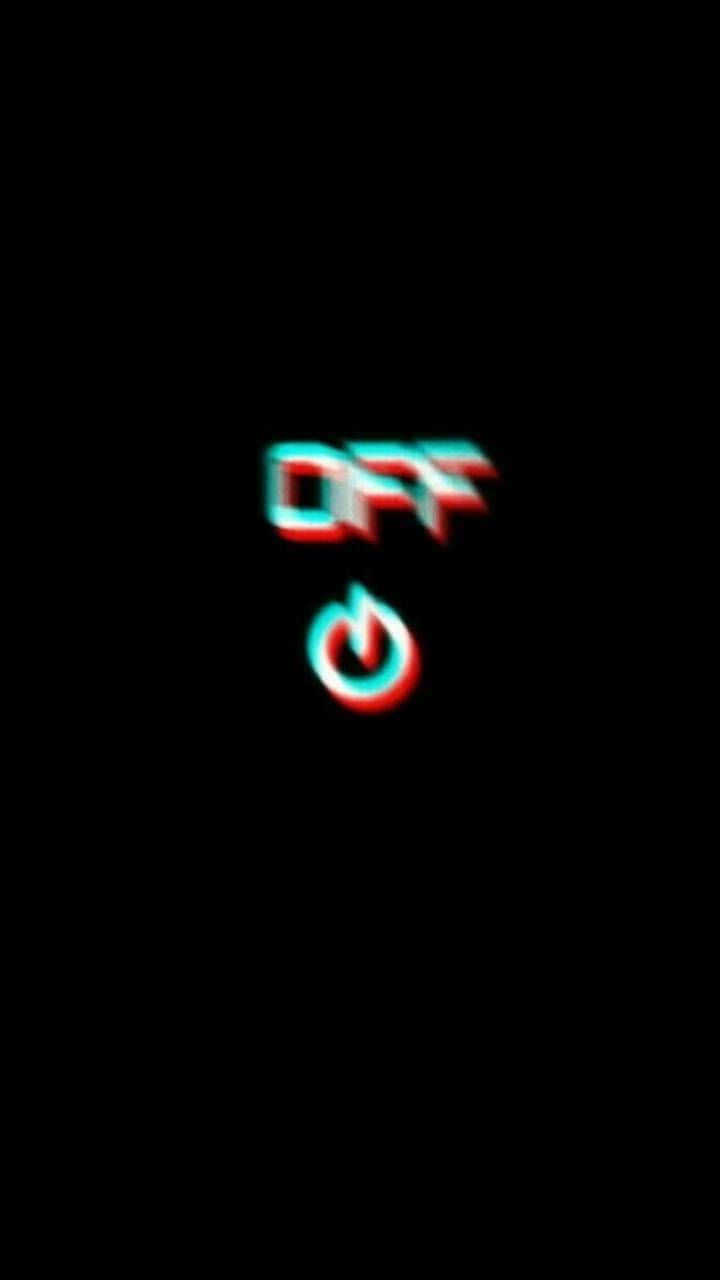 glitch art 桌布 壁紙 — 一個帶有故障效果的3D立體「OFF」文字，電源符號以紅色和青色在黑色虛空中脈動。