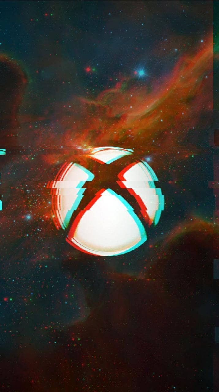 在多彩宇宙背景上帶有故障效果的Xbox標誌 — Valorant Logo 壁紙