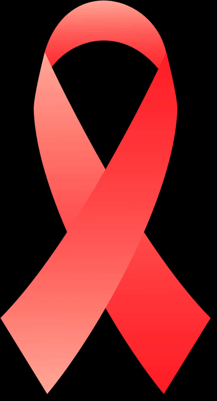 Ribbon Banner 桌布 壁紙 — 一個帶有漸層陰影的鮮紅色認知絲帶，在純黑色背景上顯得格外突出。