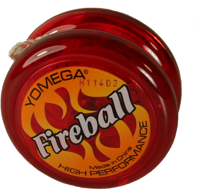 Toy 桌布 壁紙 — 一個帶有火焰圖案和高性能品牌標誌的亮紅色Yomega Fireball溜溜球，背景為黑色。