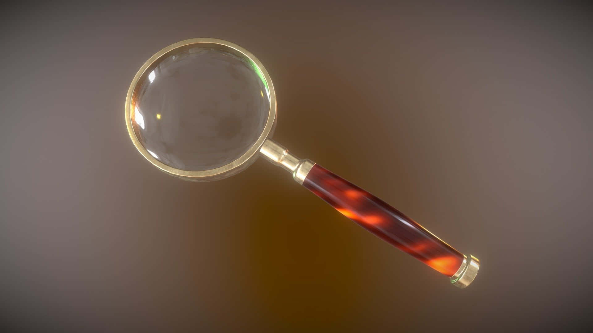 復古放大鏡，玳瑁手柄，黃銅邊框，漸變背景 — 科學 GIF 壁紙