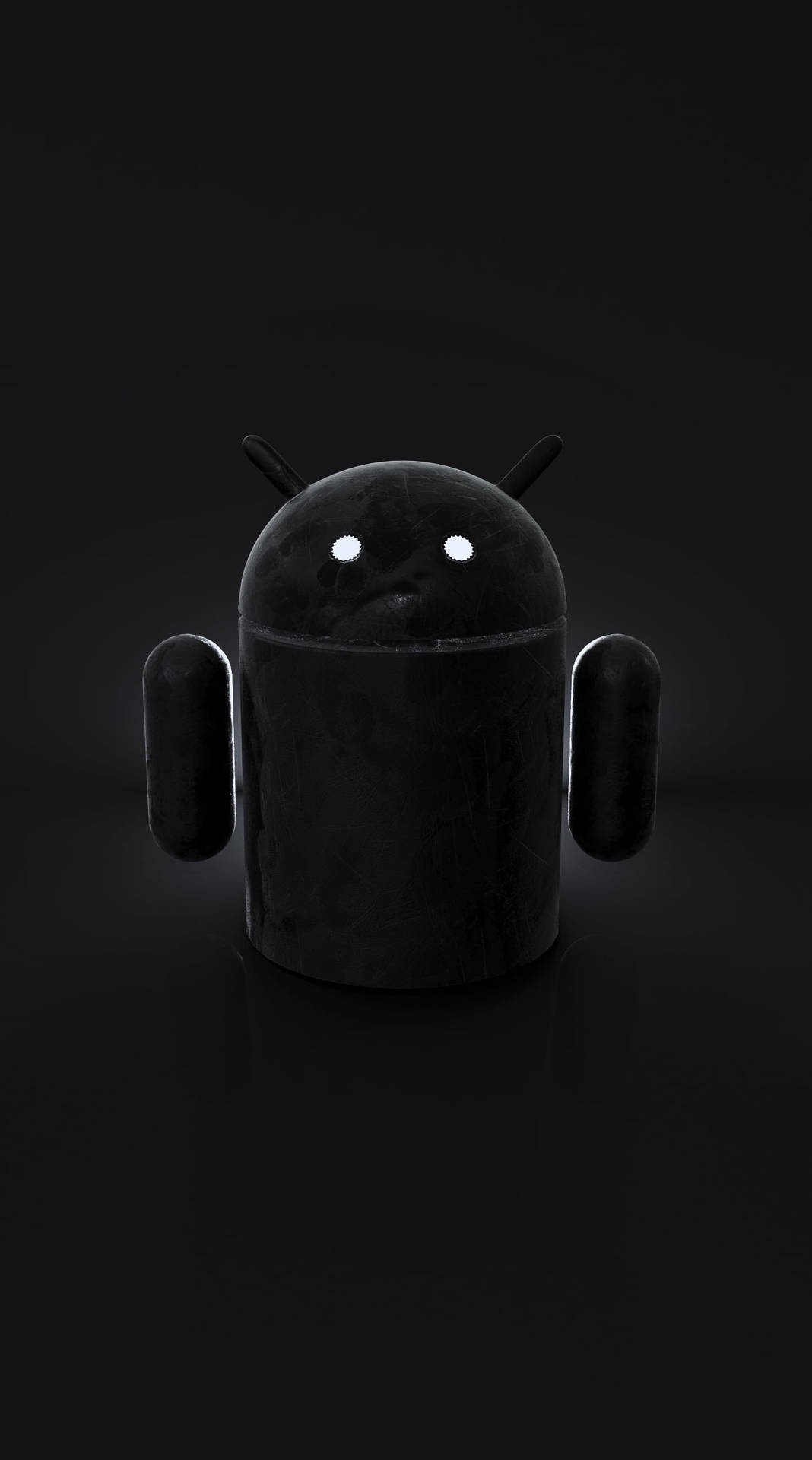 深色背景上發光眼睛的黑色Android機器人 — 3D iPhone 壁紙 壁紙