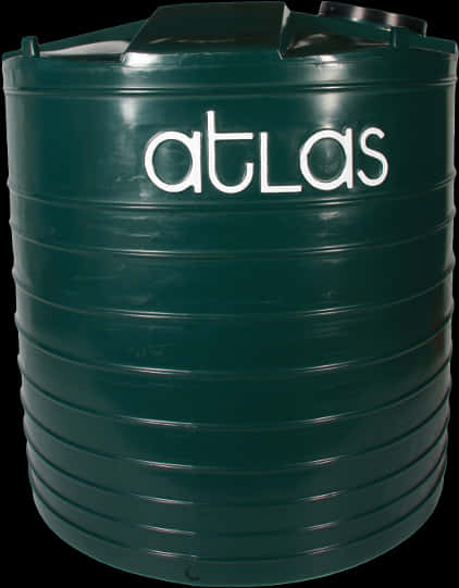 Container 桌布 壁紙 — 一個帶有白色 'atlas' 品牌標誌的大型深綠色塑膠水箱，置於黑色背景前。
