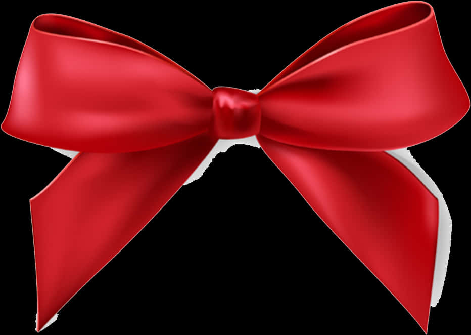 Red Ribbon 桌布 壁紙 — 一個帶有白色邊緣的光澤紅色緞帶蝴蝶結，在純黑色背景上脫穎而出。
