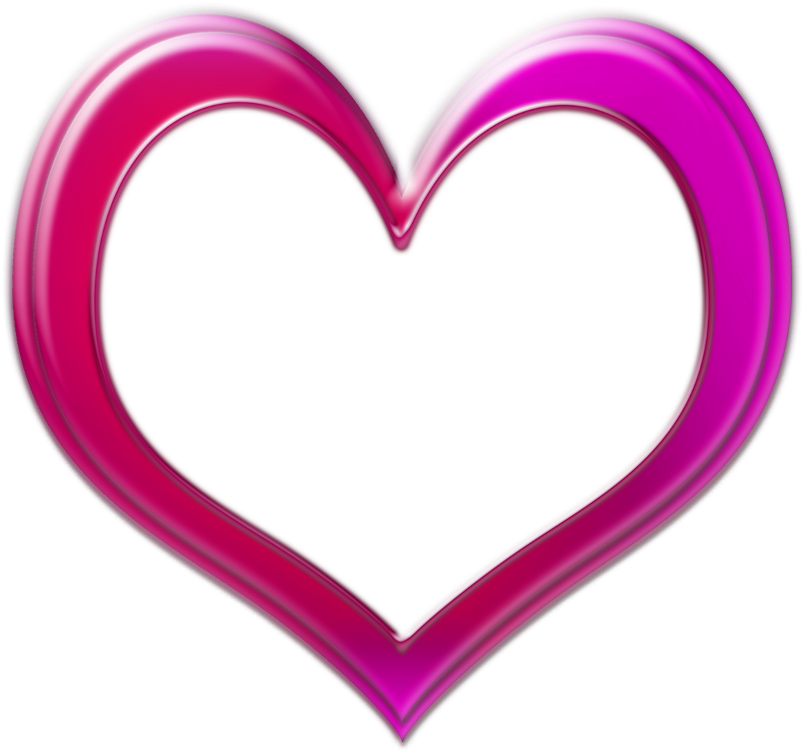 Heart Frame 桌布 壁紙 — 一個帶有白色高光的亮面洋紅色心形框架，在純黑色背景上脫穎而出。