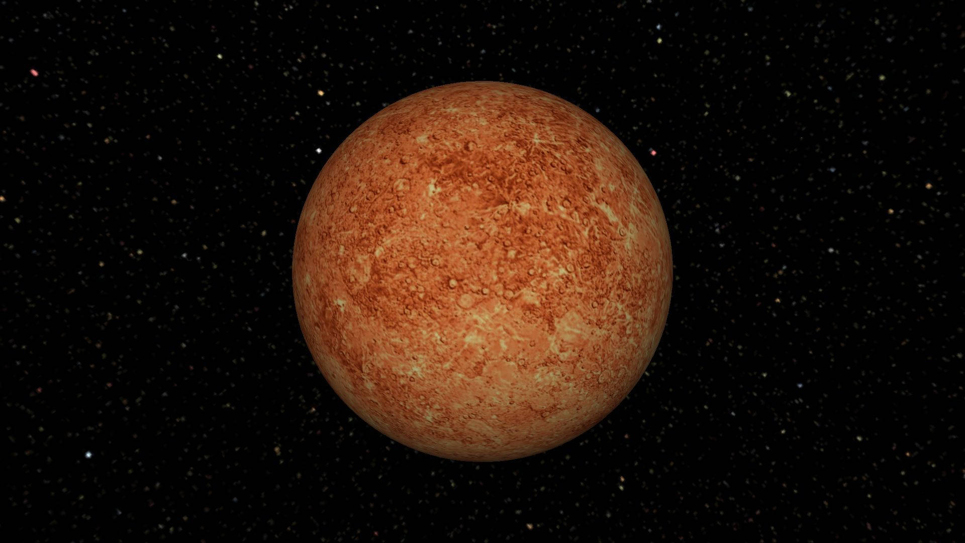 在星空中的佈滿隕石坑的橙色行星 — 太陽系 GIF 壁紙