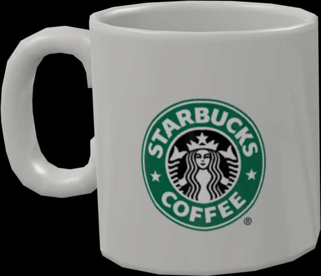 Starbucks Logo 桌布 壁紙 — 一個帶有綠色標誌的白色陶瓷星巴克咖啡杯，矗立在純黑色背景前。