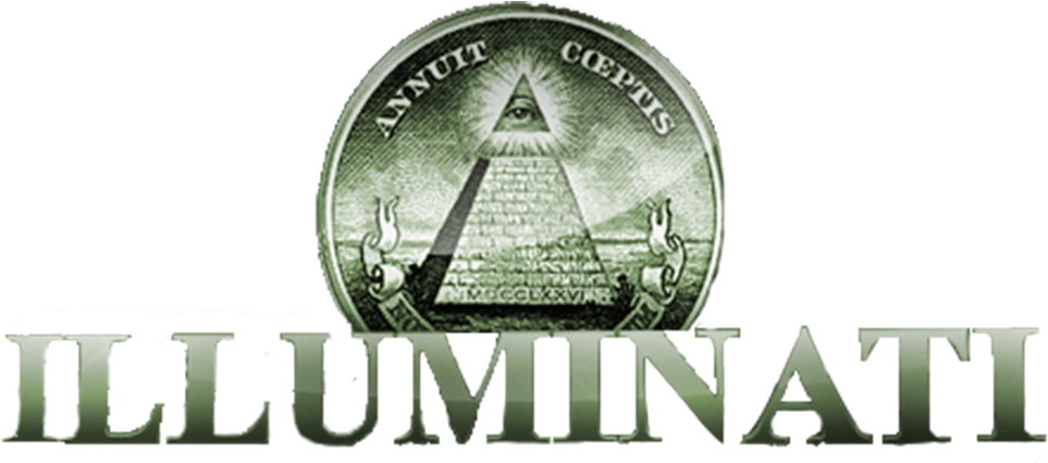 illuminati 桌布 壁紙 — 一個帶有綠色調的單色標誌，金字塔頂上有全視之眼，下方有拉丁文文字和ILLUMINATI字樣。